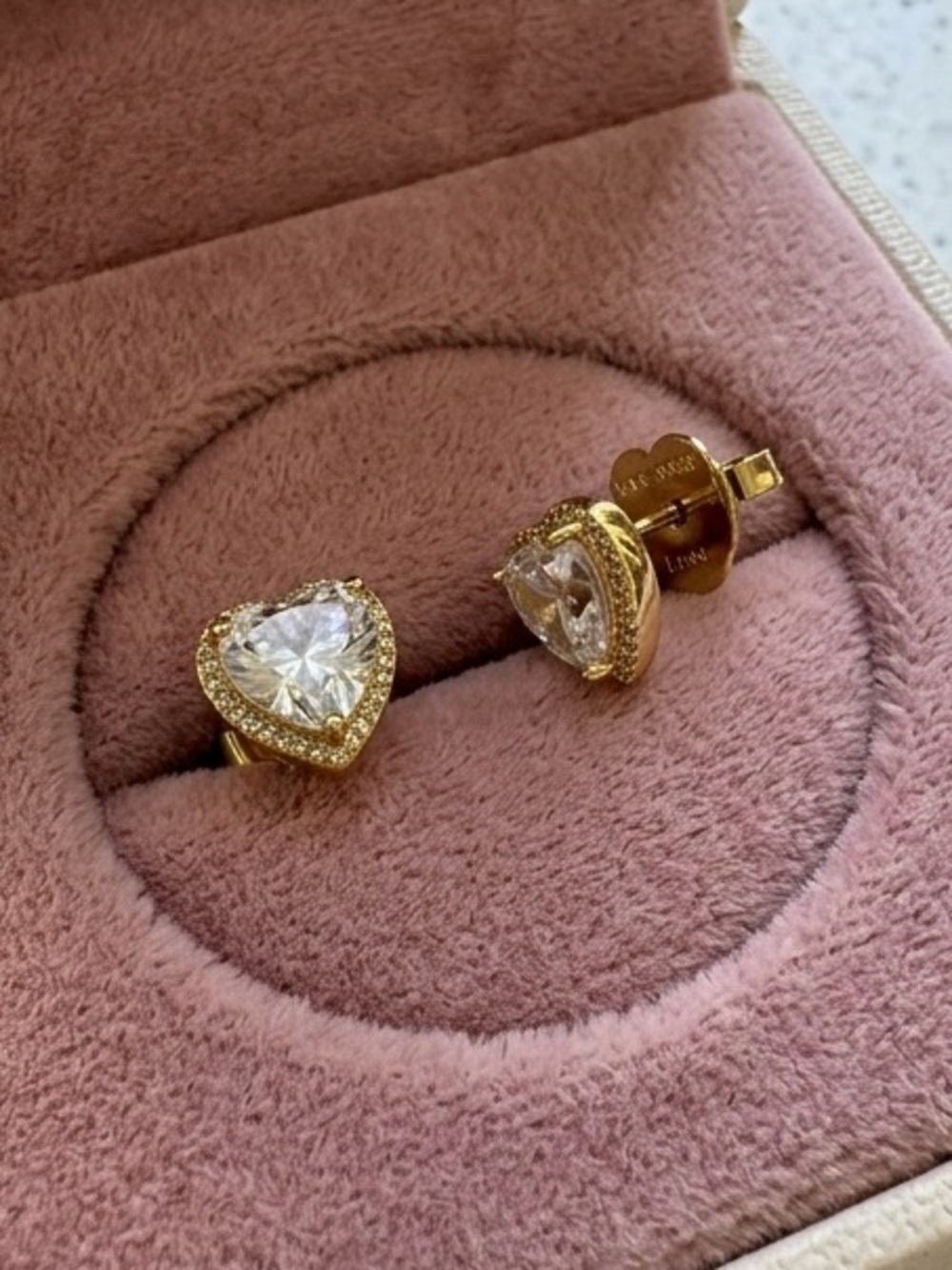 Kate Spade✨ Gold Pavé Heart✨ Cubic Zirconia Crystal Halo✨ Stud Earrings✨ - Picture 2 of 6